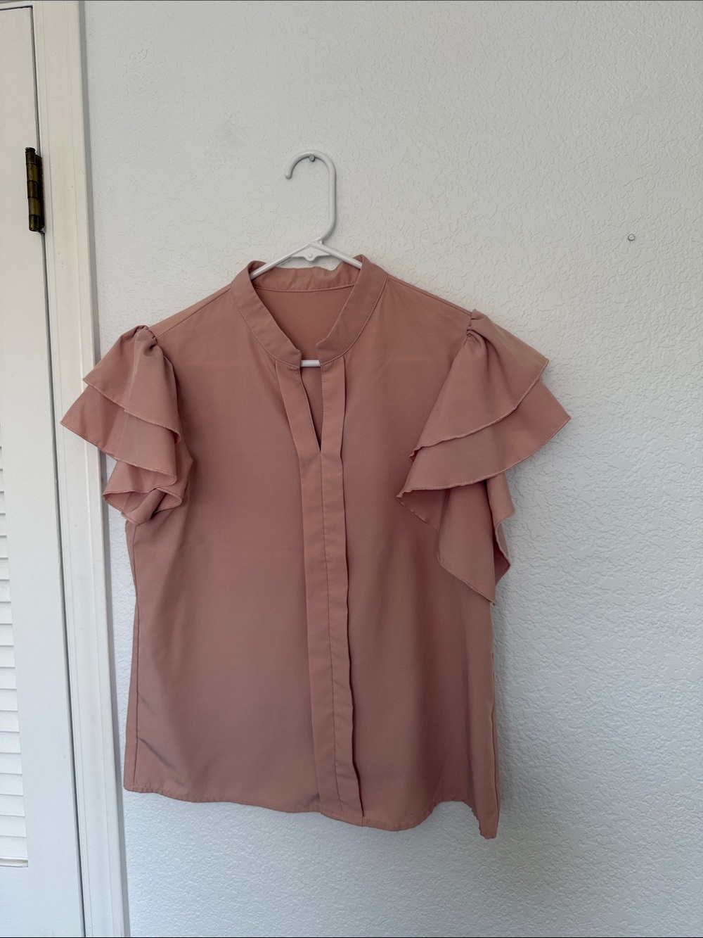 Women's Ruffle Sleeve Blouse - Dusty Rose